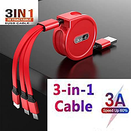 Multiple Charging Cable 4Ft/1.2m 3-in-1 USB Charge Cord Compatible